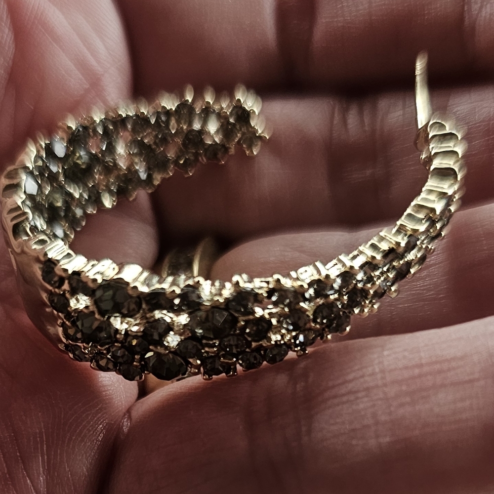 Champagne Rhinestone Earrings - Picture 5 of 6